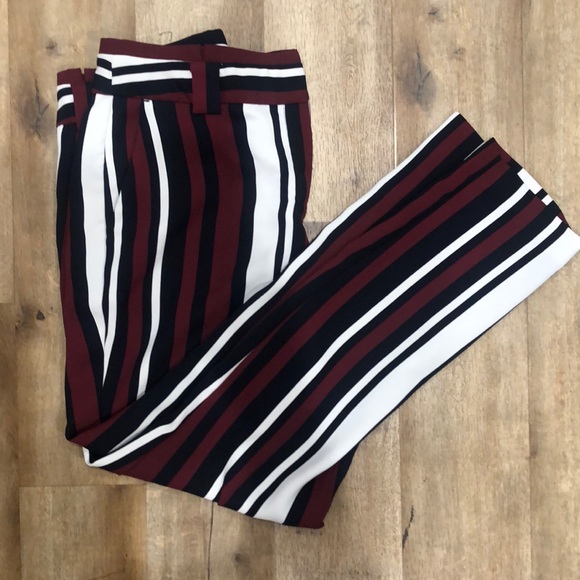 Express Pants - Express striped high waisted ankle pants